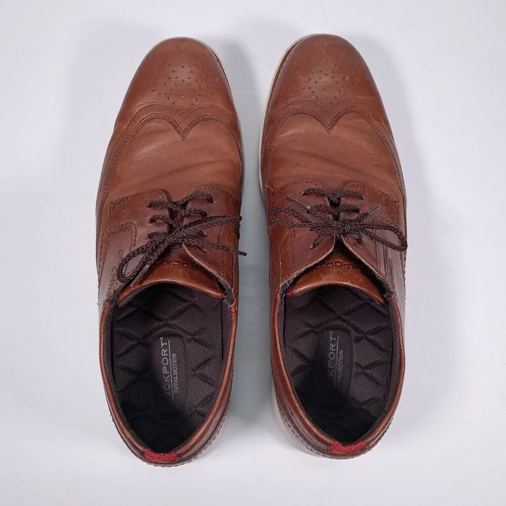 Rockport Total Motion Sport Wingtip Shoes Men 10.5 Brown Leather Oxford CH2508